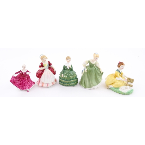 146A - Five small Royal Doulton ladies comprising Valerie HN2107, Belle HN 2340, Kirsty HN3213, Fair Maiden... 