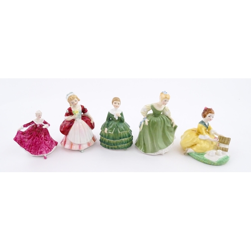 146A - Five small Royal Doulton ladies comprising Valerie HN2107, Belle HN 2340, Kirsty HN3213, Fair Maiden... 
