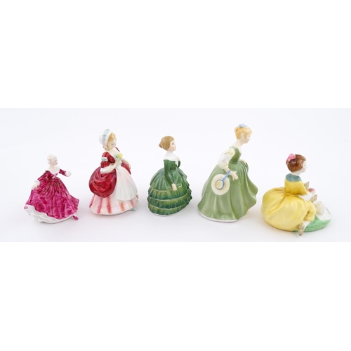 146A - Five small Royal Doulton ladies comprising Valerie HN2107, Belle HN 2340, Kirsty HN3213, Fair Maiden... 