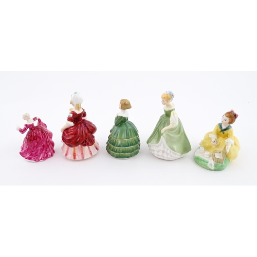 146A - Five small Royal Doulton ladies comprising Valerie HN2107, Belle HN 2340, Kirsty HN3213, Fair Maiden... 