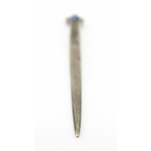 280 - A sterling silver letter opener set with blue pearl detail. Approx. 5 1/4