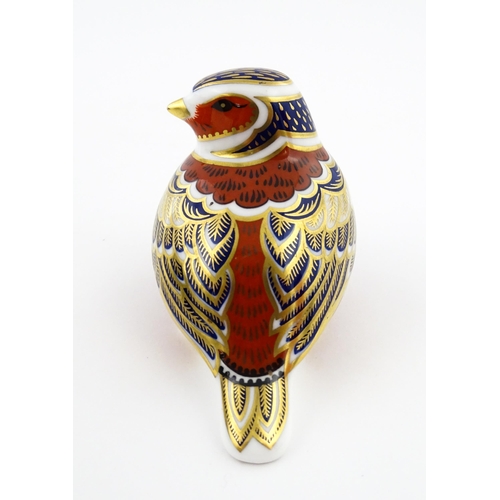 114 - A Royal Crown Derby paperweight modelled as a Chaffinch. Boxed. Approx. 2 1/2