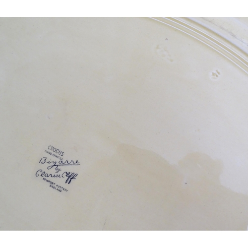 183 - Two Clarice Cliff oval serving plates decorated in the Crocus pattern. Marked under. Largest approx.... 