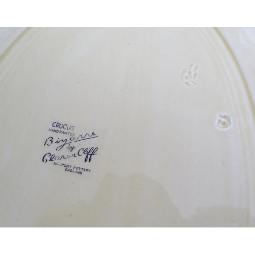 183 - Two Clarice Cliff oval serving plates decorated in the Crocus pattern. Marked under. Largest approx.... 