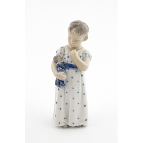 63 - Two Royal Copenhagen models comprising Girl with Doll no. 3539, and Lovebirds no. 402. Marked under.... 