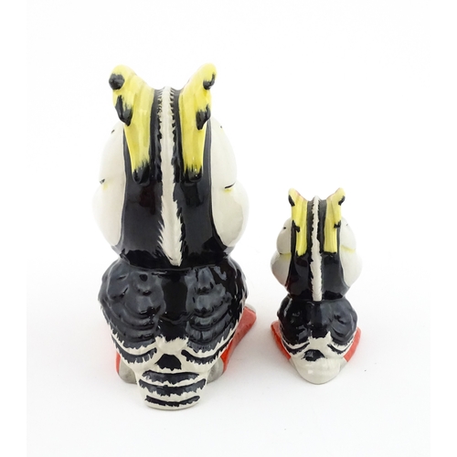 87 - Two Lorna Bailey models of Percy the Puffin. Both signed under. Largest approx. 6 1/2