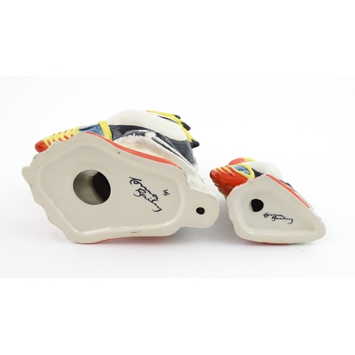 87 - Two Lorna Bailey models of Percy the Puffin. Both signed under. Largest approx. 6 1/2