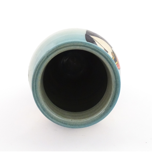 92 - A Dennis China Works vase with puffin detail. Marked under no. 14 / 100. Approx. 8