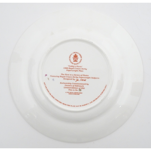 113 - A Royal Crown Derby paperweight modelled as a Schoolboy Teddy. Together with a boxed Royal Crown Der... 