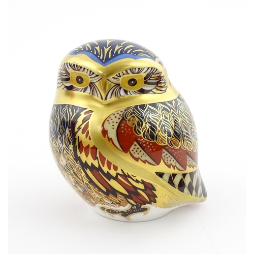 118 - A Royal Crown Derby paperweight modelled as a Little Owl. Boxed. Approx. 3 1/4