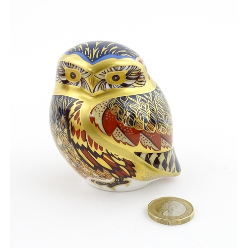 118 - A Royal Crown Derby paperweight modelled as a Little Owl. Boxed. Approx. 3 1/4