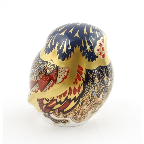 118 - A Royal Crown Derby paperweight modelled as a Little Owl. Boxed. Approx. 3 1/4