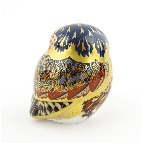 118 - A Royal Crown Derby paperweight modelled as a Little Owl. Boxed. Approx. 3 1/4
