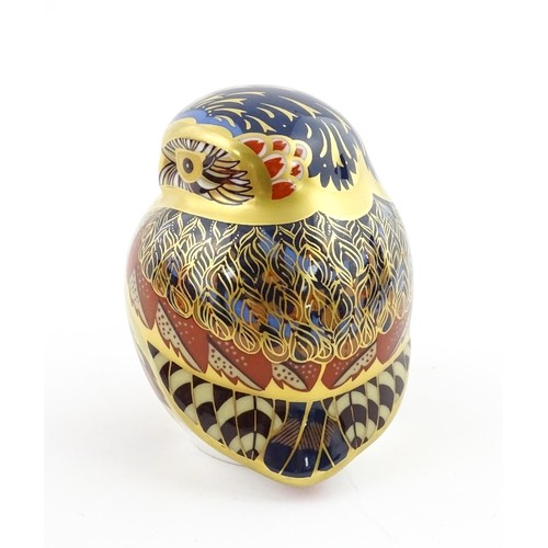 118 - A Royal Crown Derby paperweight modelled as a Little Owl. Boxed. Approx. 3 1/4