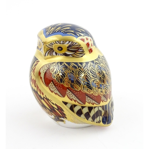 118 - A Royal Crown Derby paperweight modelled as a Little Owl. Boxed. Approx. 3 1/4