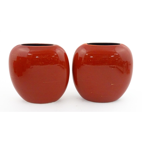 95 - A pair of Anita Harris studio pottery vases with Puffin decoration. Marked under, one marked Trial. ... 