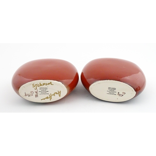 95 - A pair of Anita Harris studio pottery vases with Puffin decoration. Marked under, one marked Trial. ... 