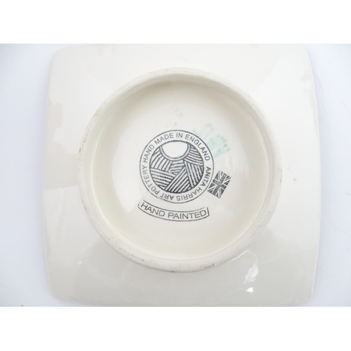 96 - A collection of Anita Harris studio pottery items to include vases and a dish with Puffin decoration... 