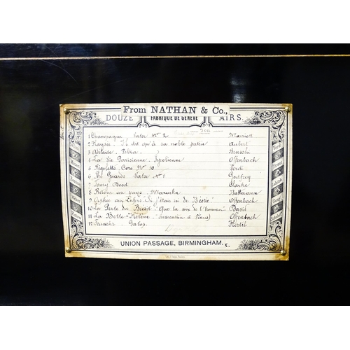 1268 - A 19thC Samuel Troll of Geneva musical box / music box with an unusually long cylinder, with ten eng... 