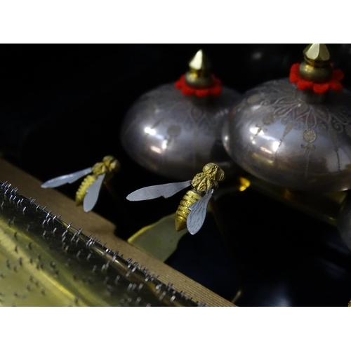 1268 - A 19thC Samuel Troll of Geneva musical box / music box with an unusually long cylinder, with ten eng... 