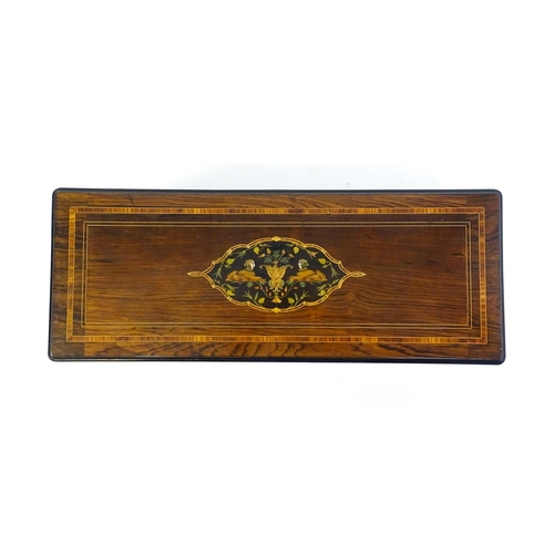 1268 - A 19thC Samuel Troll of Geneva musical box / music box with an unusually long cylinder, with ten eng... 