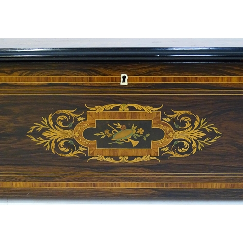 1268 - A 19thC Samuel Troll of Geneva musical box / music box with an unusually long cylinder, with ten eng... 