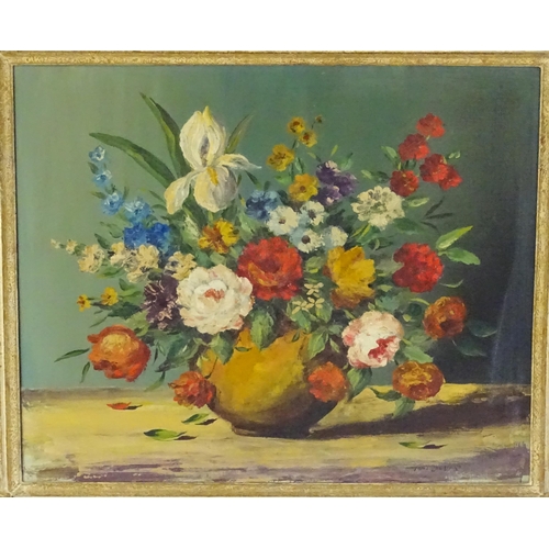 1687 - Toni de Vos, Early 20th century, Oil on canvas, A still life study of flowers in bloom. Signed lower... 