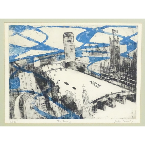 1884 - Julian Trevelyan (1910-1988), Limited edition aquatint, The Thames. Signed, titled and numbered 74 /... 