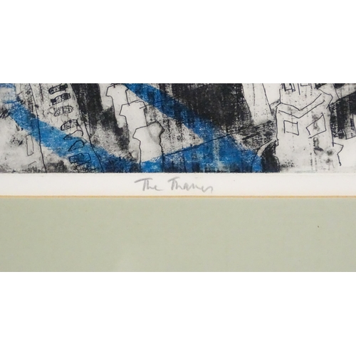 1884 - Julian Trevelyan (1910-1988), Limited edition aquatint, The Thames. Signed, titled and numbered 74 /... 