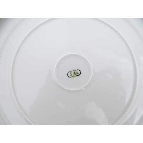 77 - Six hand painted desert plates, each decorated with flowers and foliage, with turquoise and gilt bor... 