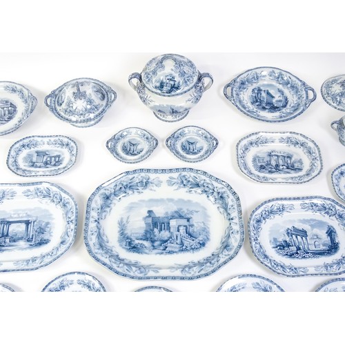 186 - A quantity of Copeland late Spode blue and white dinner wares decorated with ruins to include plates... 