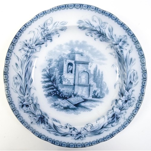 186 - A quantity of Copeland late Spode blue and white dinner wares decorated with ruins to include plates... 
