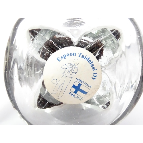 245 - Two Finnish studio glass items by Espoon Taidelasi Oy comprising model of a bear, and a pin dish wit... 