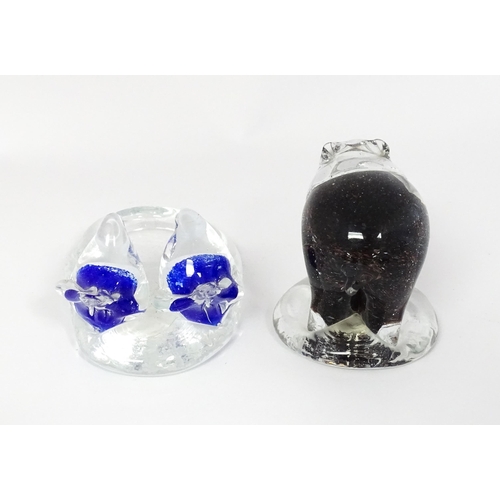245 - Two Finnish studio glass items by Espoon Taidelasi Oy comprising model of a bear, and a pin dish wit... 