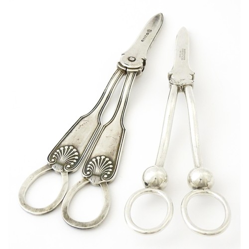 363 - Mappin & Webb Princes Plate grape shears together with silver plated grape shears. Largest approx. 7... 