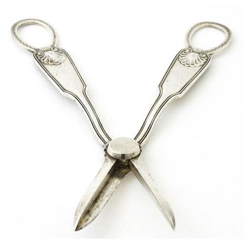 363 - Mappin & Webb Princes Plate grape shears together with silver plated grape shears. Largest approx. 7... 