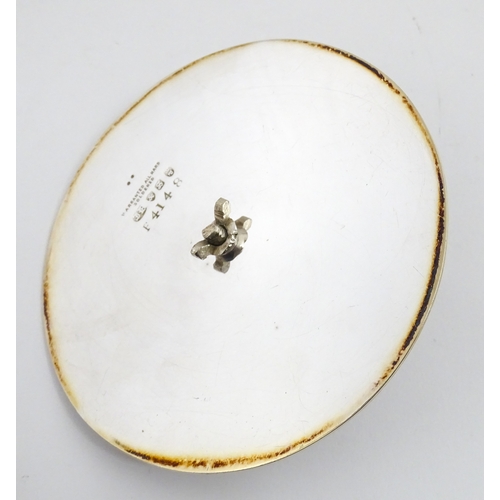 95 - A Belleek sugar bowl with pink scallop shell and blue painted detail, with a silver plate lid and st... 