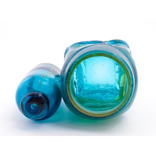 205 - A Mdina glass bottle signed under, together with a textured bark vase in the manner of Michael Harri... 