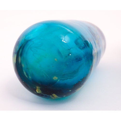 205 - A Mdina glass bottle signed under, together with a textured bark vase in the manner of Michael Harri... 