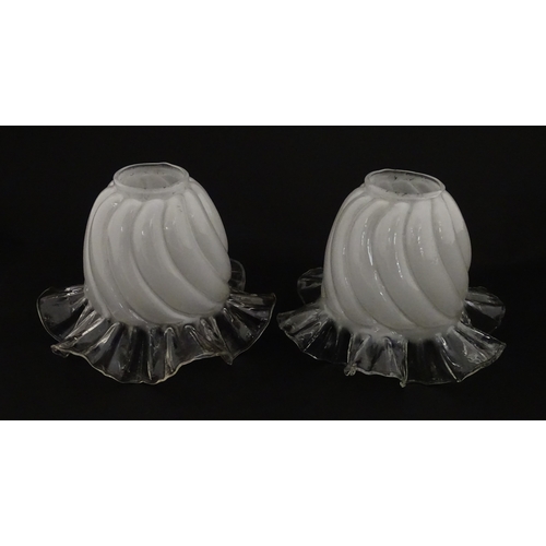 244 - Two glass light / lamp shades with frilled detail. Approx 5