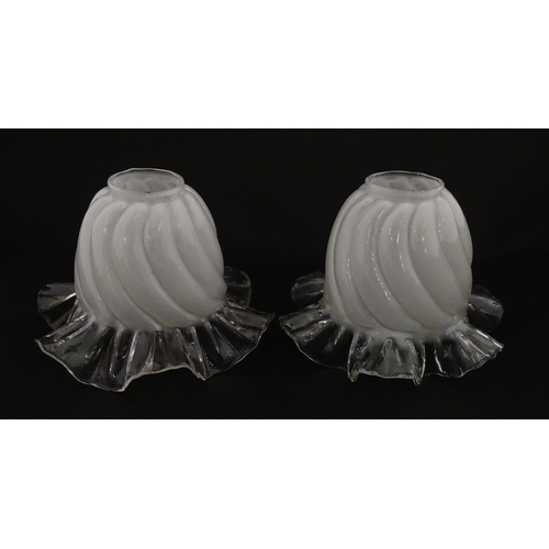 244 - Two glass light / lamp shades with frilled detail. Approx 5