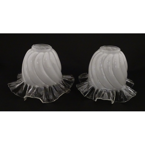 244 - Two glass light / lamp shades with frilled detail. Approx 5