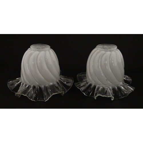 244 - Two glass light / lamp shades with frilled detail. Approx 5