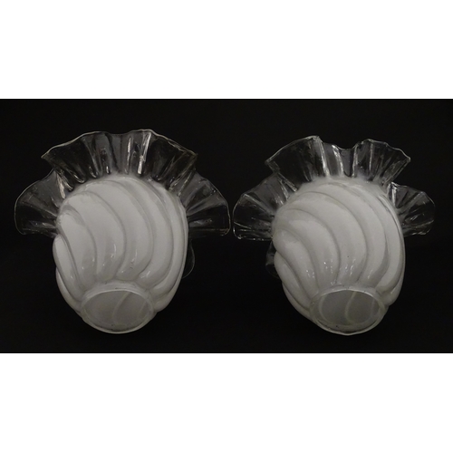 244 - Two glass light / lamp shades with frilled detail. Approx 5