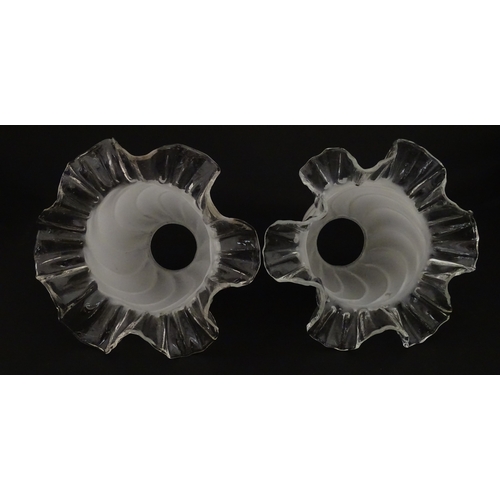 244 - Two glass light / lamp shades with frilled detail. Approx 5