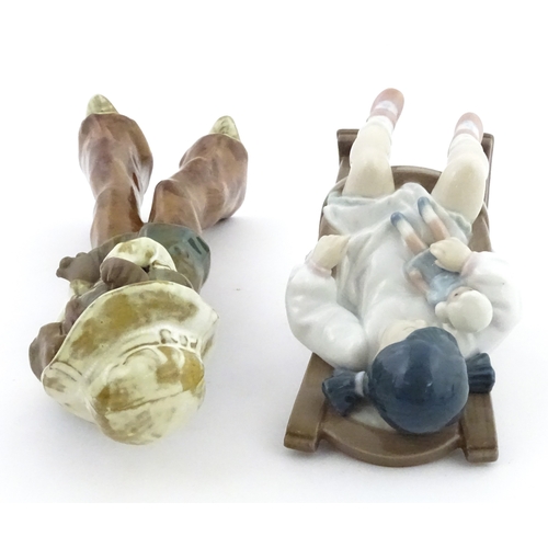 182 - A Lladro model Nap Time, model no. 5448. Together with a ceramic model of a girl. Largest approx. 10... 