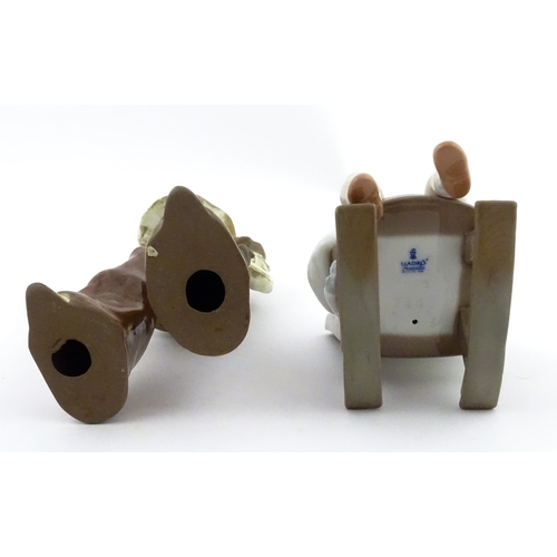 182 - A Lladro model Nap Time, model no. 5448. Together with a ceramic model of a girl. Largest approx. 10... 