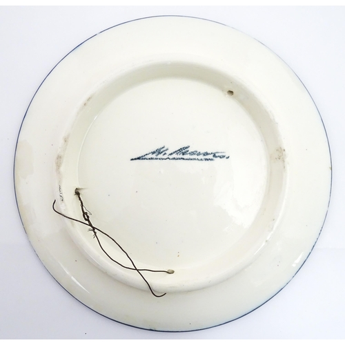 184 - A Spanish hand painted plate by Marcial Marco, signed under. Together with stoneware studio pottery ... 