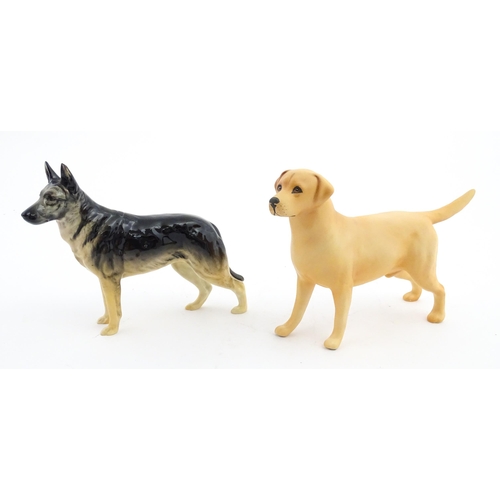 185 - Two Beswick models of dogs comprising a German Shepherd CH Ulrica of Brittas, and a Golden Labrador ... 