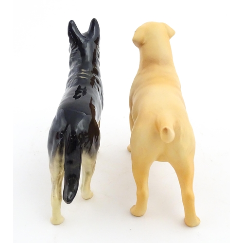 185 - Two Beswick models of dogs comprising a German Shepherd CH Ulrica of Brittas, and a Golden Labrador ... 